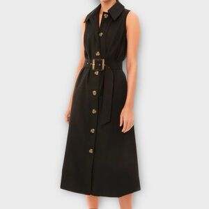 Tuckernuck Women’s Chamberlin Dress XXL 2XL Structured Shirtdress Maxi Black NWT